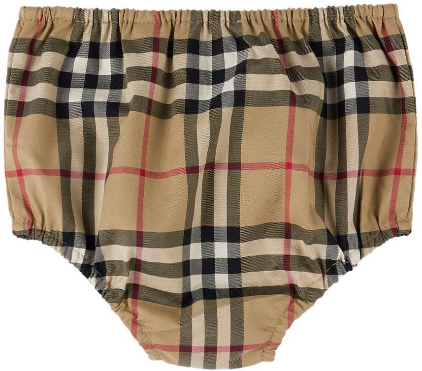 商品Burberry|驼色 Vintage Check 婴儿连衣裙 & 短裤套装,价格¥1949,第5张图片详细描述