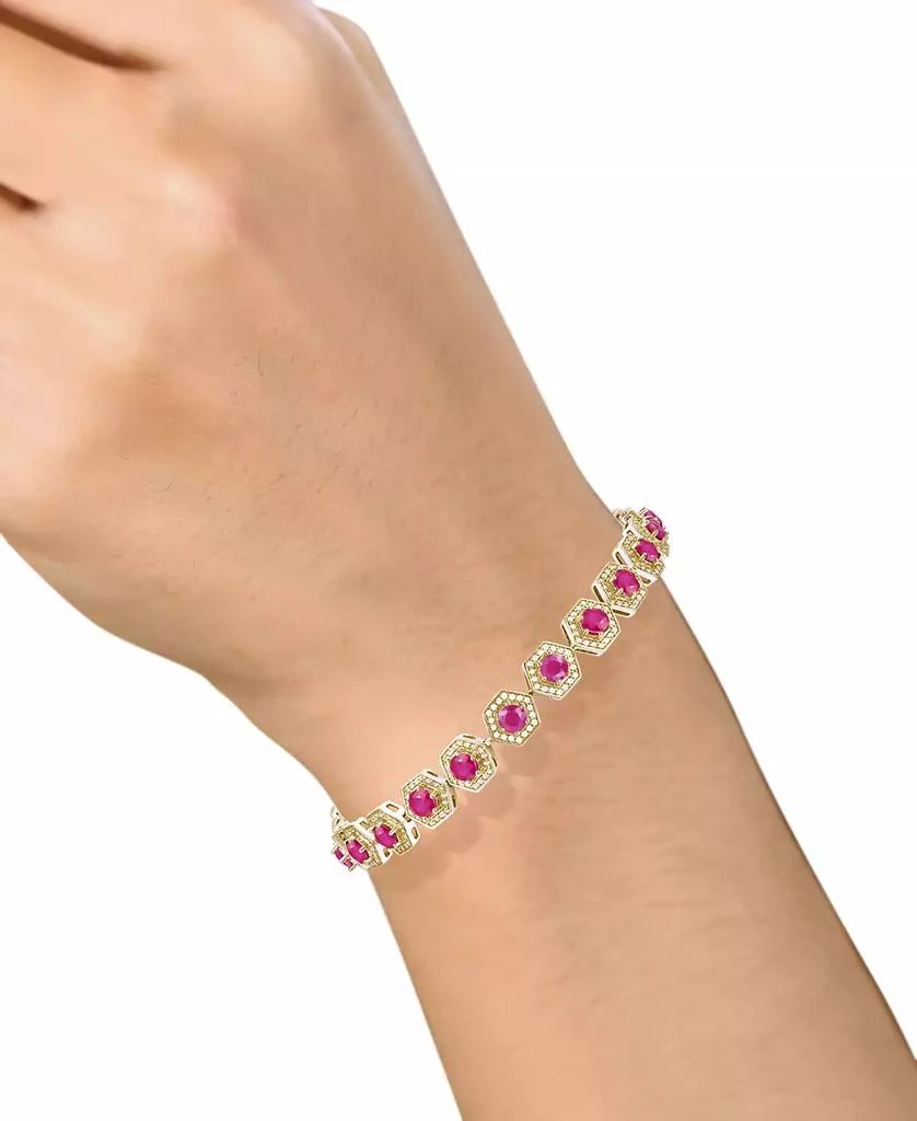 商品Macy's|Gemstone & Diamond Halo Hexagon Flex Bracelet,价格¥23274,第3张图片详细描述