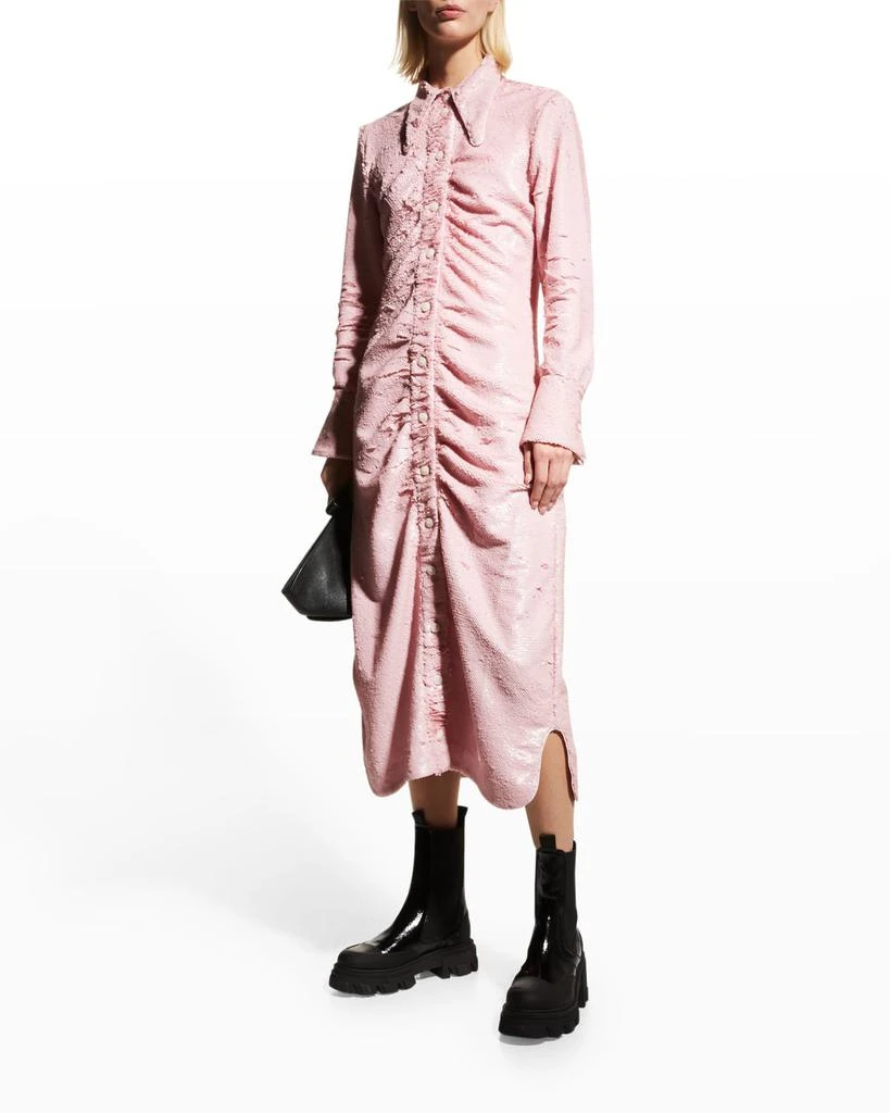 商品Ganni|Sequined Ruched Shirtdress,价格¥2633,第1张图片