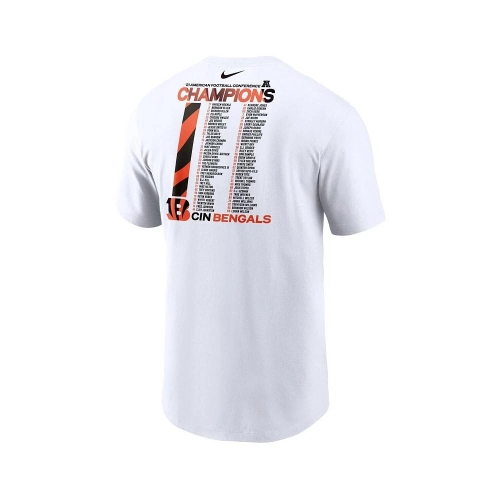 商品NIKE|Men's White Cincinnati Bengals 2021 AFC Champions Roster T-shirt,价格¥314,第3张图片详细描述