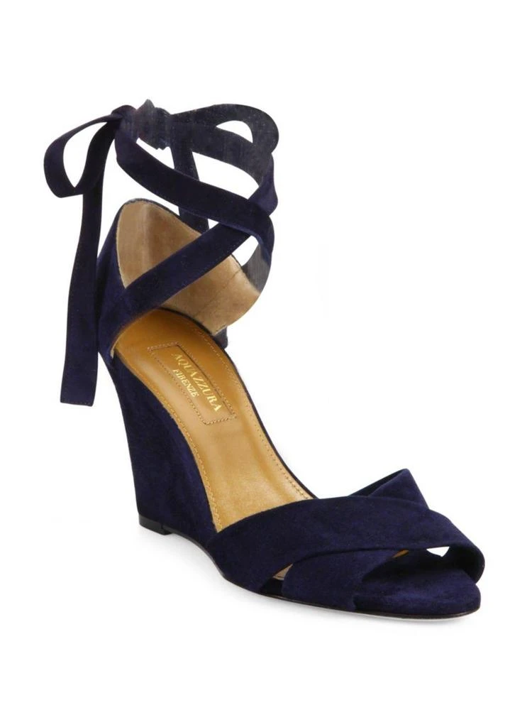 商品Aquazzura|Tarzan Crisscross Suede Wedge Sandals,价格¥2173,第1张图片