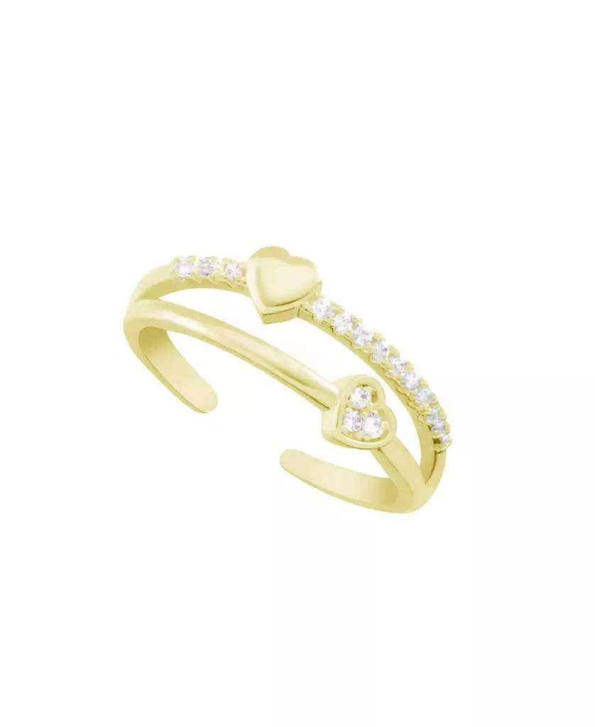 商品Essentials|Cubic Zirconia Double Row Heart Toe Ring in Gold Plate,价格¥107,第1张图片