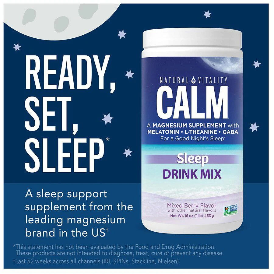 商品Natural Vitality|Calm Sleep Drink Mix, Magnesium Supplement with Melatonin Mixed Berry,价格¥163,第5张图片详细描述