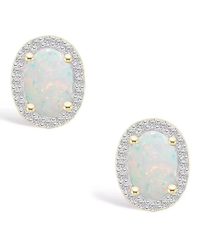 商品Macy's|Lab Grown Opal (2/3 ct. t.w.) and Lab Grown Sapphire (1/5 ct. t.w.) Halo Studs in 10K Gold,价格¥7447,第3张图片详细描述