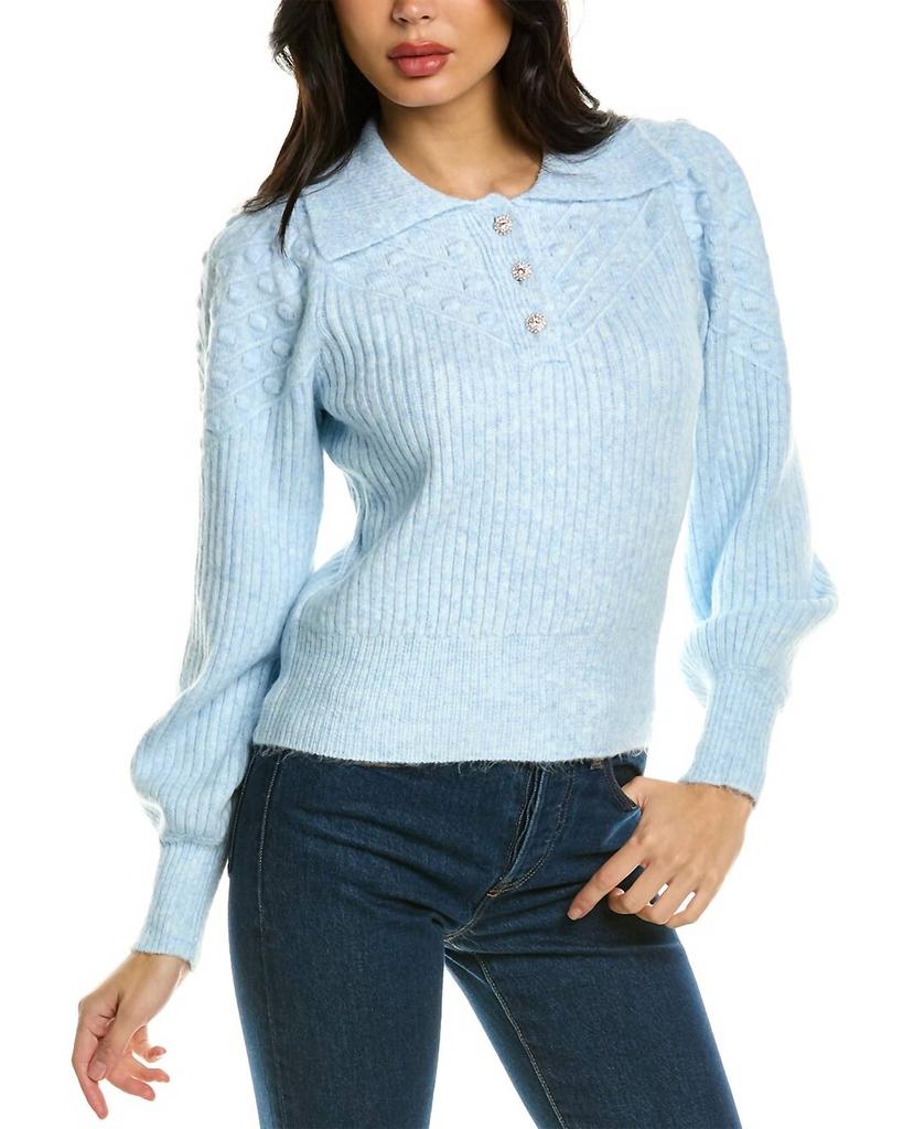 Shine Vneck Sweater In Powder Blue商品第1张图片规格展示