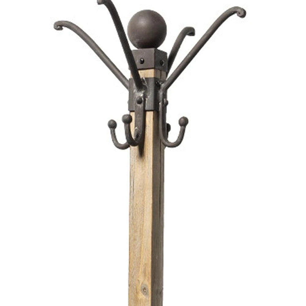 商品Homezia|Black Metal And Wooden Coat Rack With Multiple Hooks,价格¥3423,第3张图片详细描述