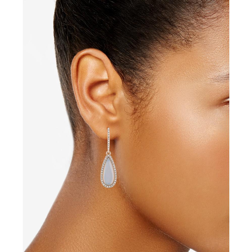 Gold-Tone Pavé Crystal Oval Drop Post Earrings商品第2张图片规格展示
