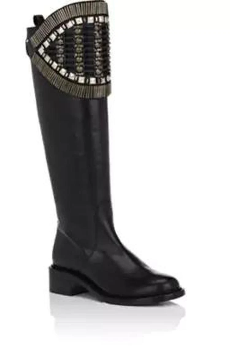 商品Alberta Ferretti|Embellished-Strap Leather Riding Boots,价格¥5573,第2张图片详细描述