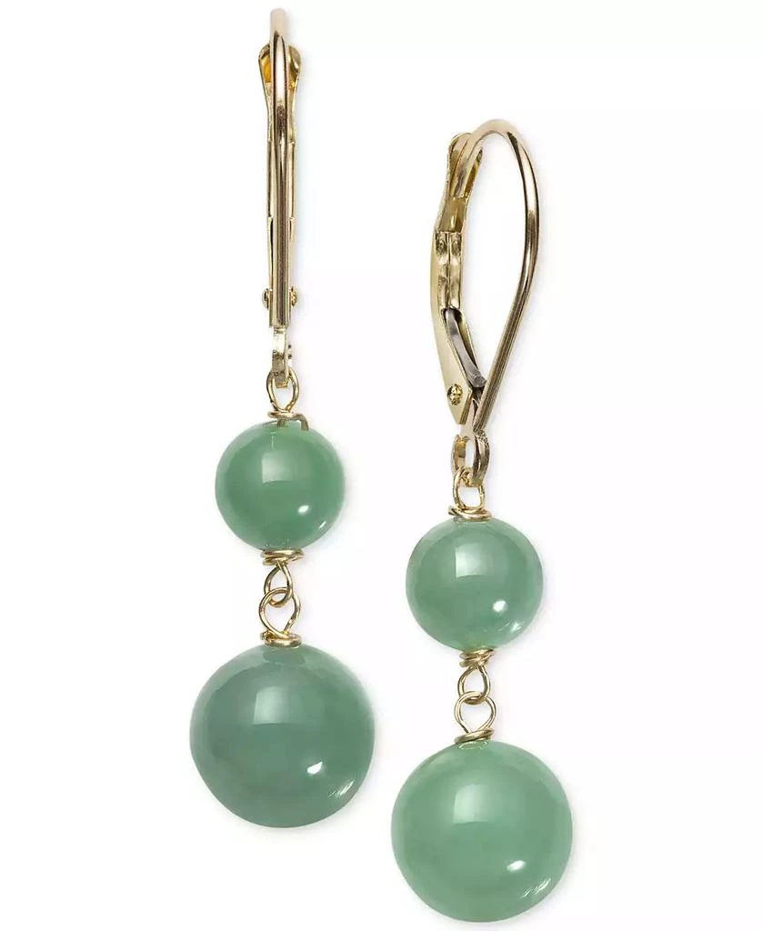 商品Macy's|Dyed Jade  (6 & 8mm) Beaded Drop Earrings in 14k Gold,价格¥748,第1张图片