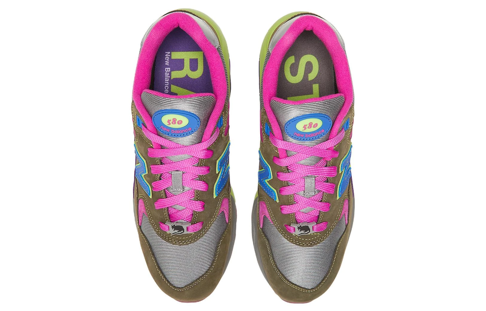 商品[国内直发] New Balance|[预售3天]Stray Rats x   NB 580 复古撞色拼接减震防滑耐磨 低帮 休闲跑步鞋 男女同款 粉绿色,价格¥859,第5张图片详细描述
