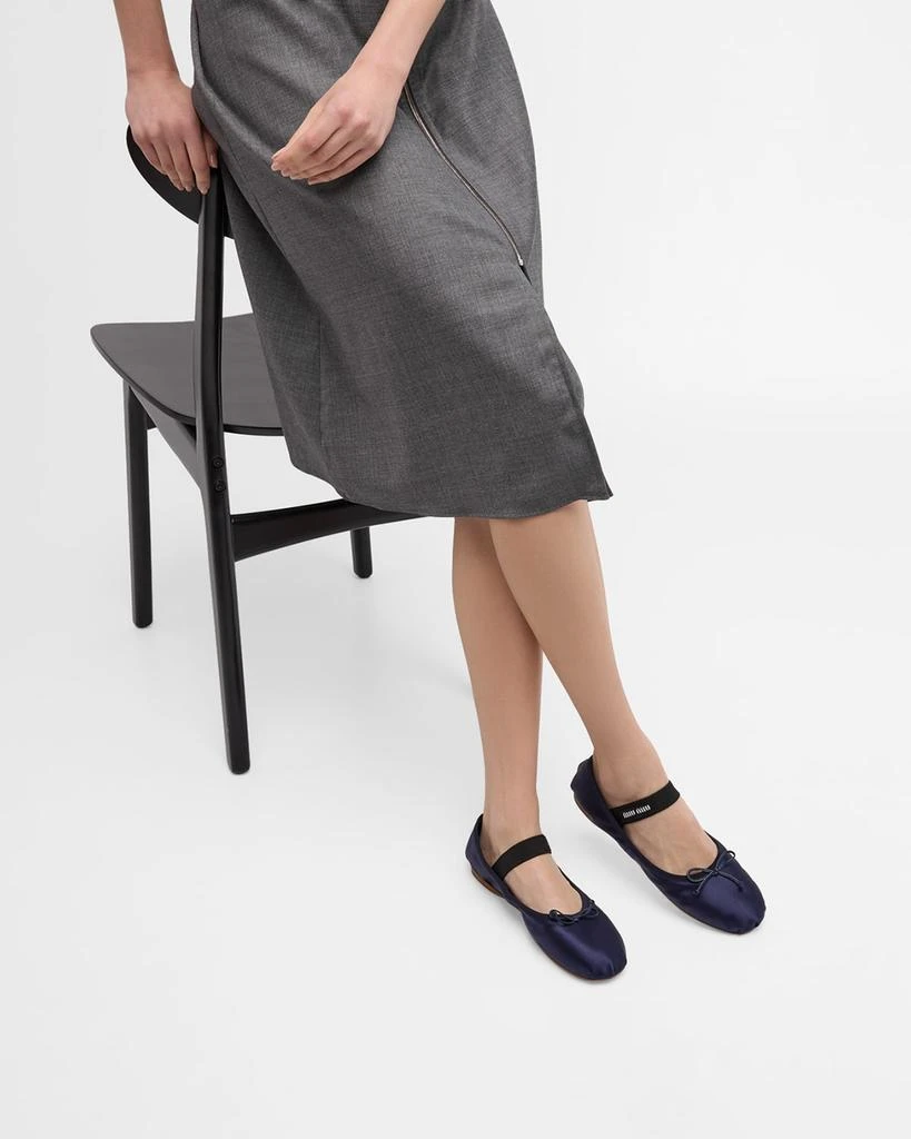 商品Miu Miu|Satin Bow Ballerina Flats,价格¥7844,第3张图片详细描述