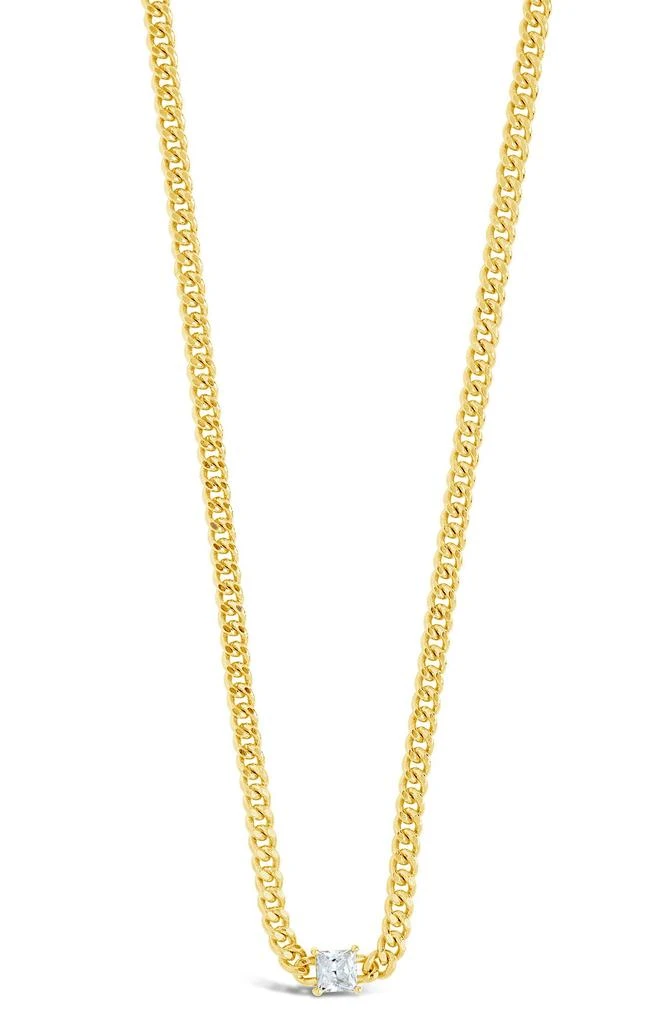 商品Sterling Forever|14k Gold Plated Cubic Zirconia Curb Chain Necklace,价格¥150,第1张图片