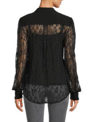 商品Karl Lagerfeld Paris|Logo Mesh Button Down Shirt,价格¥450,第2张图片详细描述