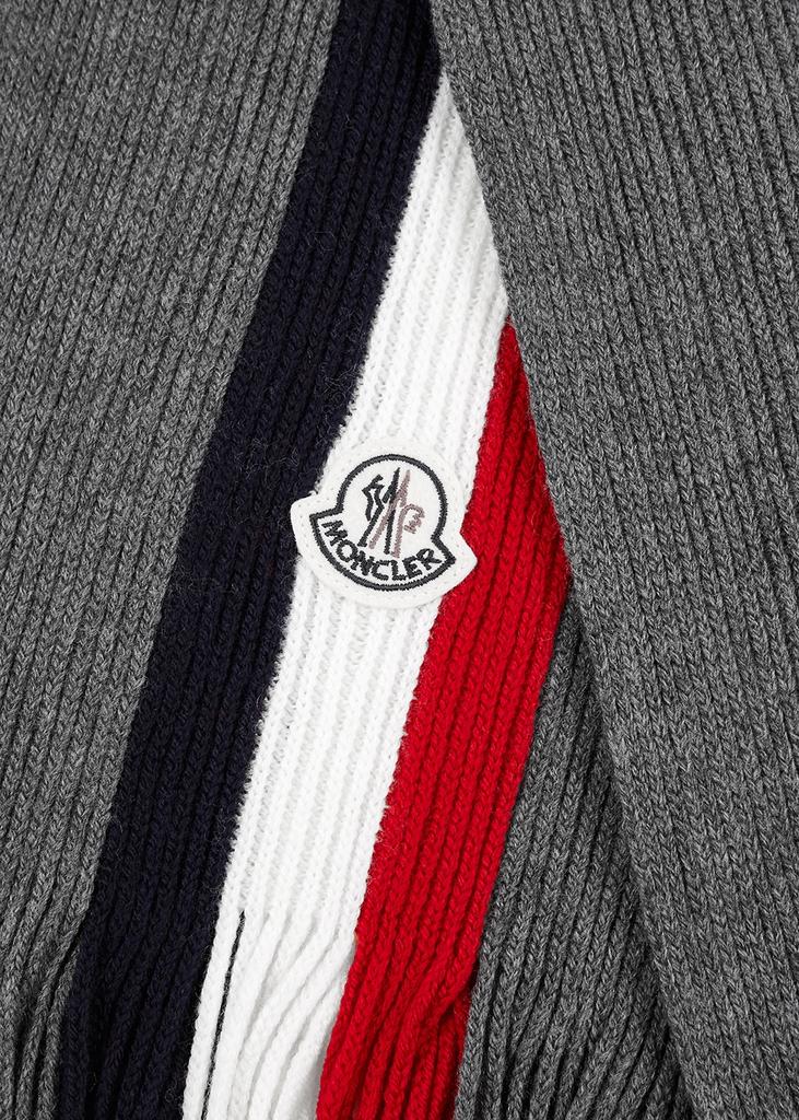 Grey striped ribbed wool scarf商品第3张图片规格展示