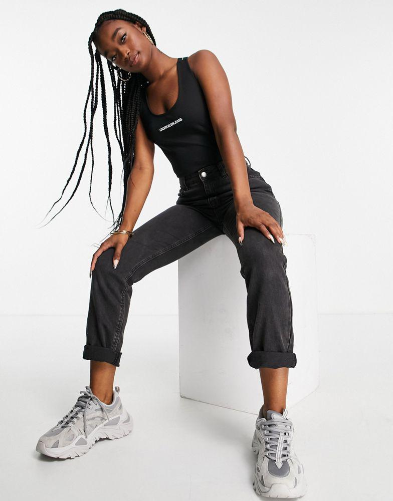 商品Calvin Klein|Calvin Klein Jeans cross back bodysuit in black,价格¥234,第6张图片详细描述