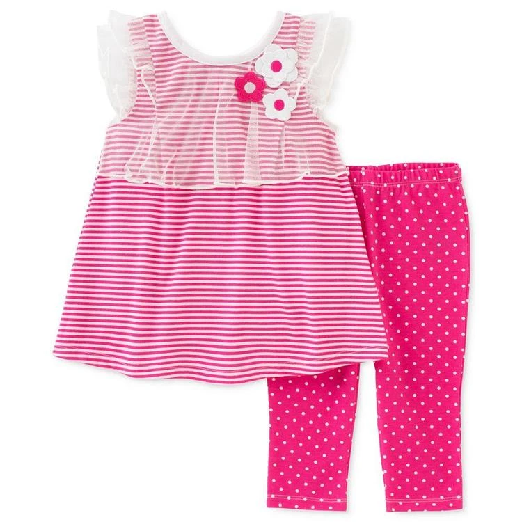 商品KIDS HEADQUARTERS|2-Pc. Striped Mesh Tunic & Capri Leggings Set, Baby Girls (0-24 months),价格¥50,第2张图片详细描述