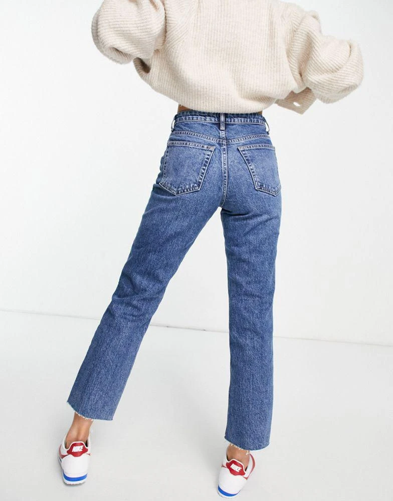 商品Topshop|Topshop straig jeans with raw hem in blue,价格¥228,第4张图片详细描述