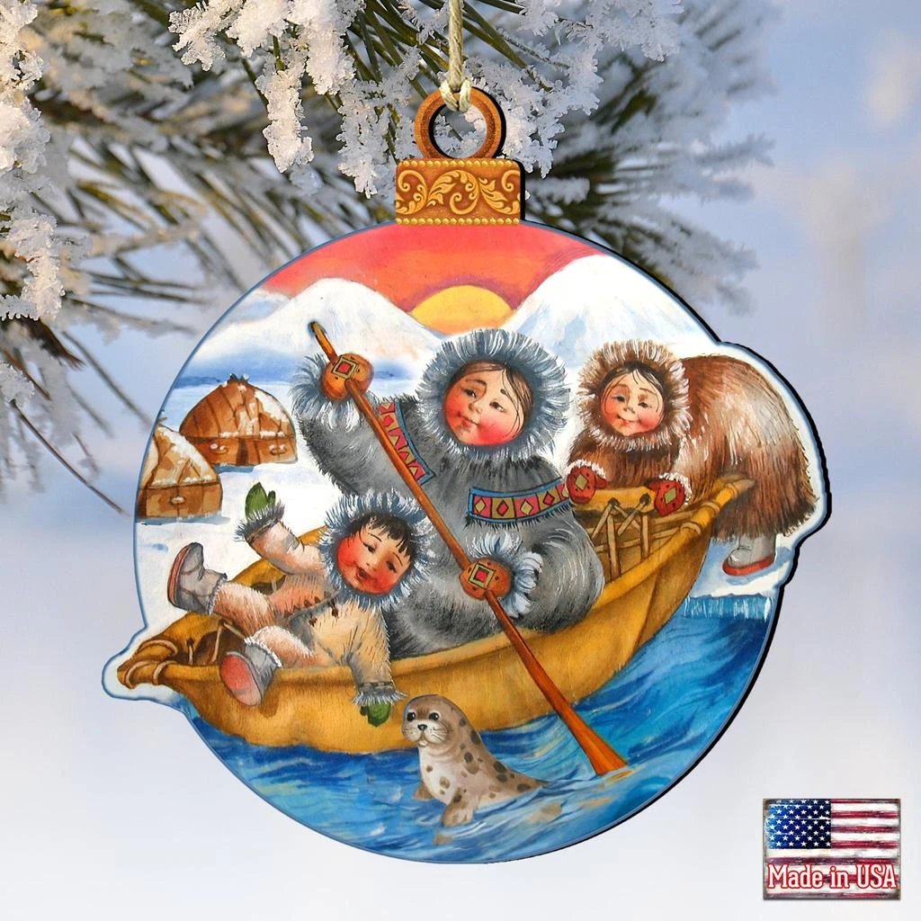 商品Designocracy|Designocracy North Pole Santa Wood Christmas Ornaments Set of 2 G. DeBrekht Holiday,价格¥204,第1张图片