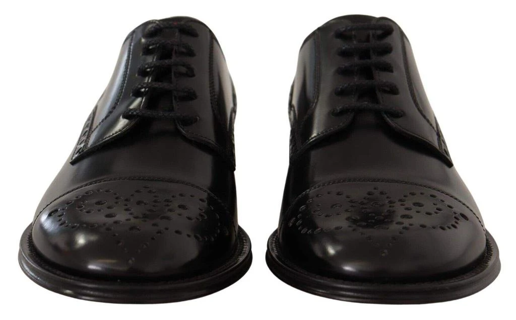 商品Dolce & Gabbana|Dolce & Gabbana Black Leather Wingtip  Formal Derby Shoes,价格¥3649,第2张图片详细描述