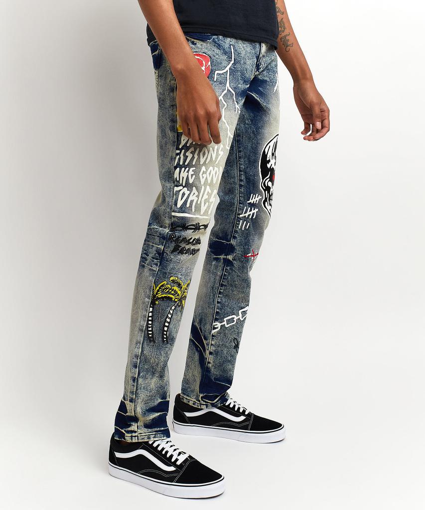Move In Silence Graphic Print Slim Fit Jeans商品第7张图片规格展示