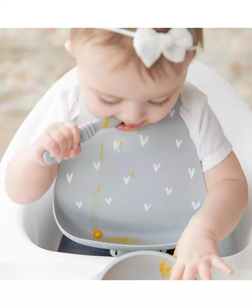 Baby Girls Heart Printed Easy Pick Up Silicone Bib 商品