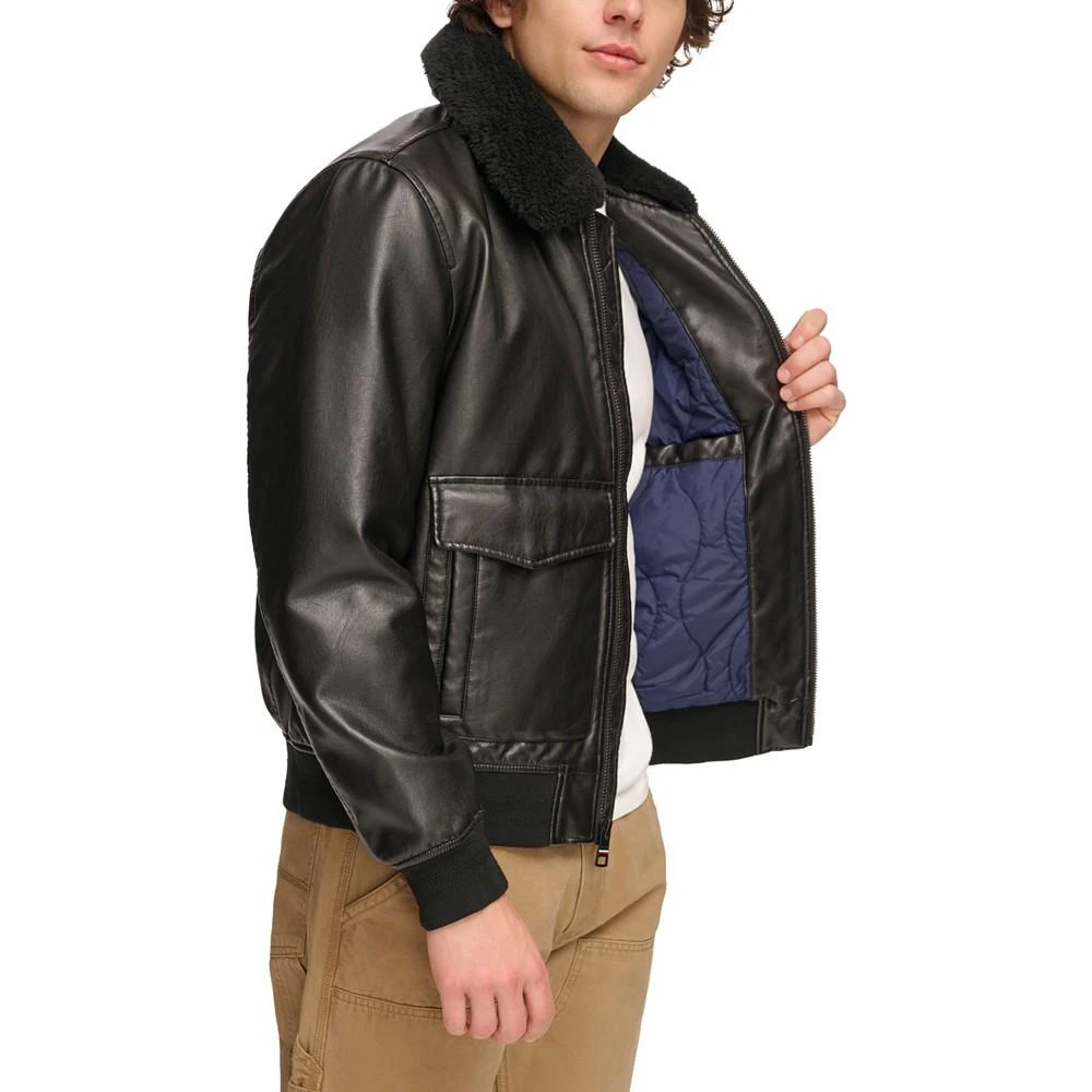 商品Tommy Hilfiger|Men's Faux-Fur-Trim Faux-Leather Bomber Jacket,价格¥1116,第4张图片详细描述