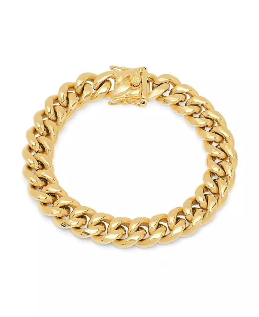 商品STEELTIME|Men's 18k gold Plated Stainless Steel Miami Cuban Chain Link Style Bracelet with 12mm Box Clasp Bracelet,价格¥443,第1张图片