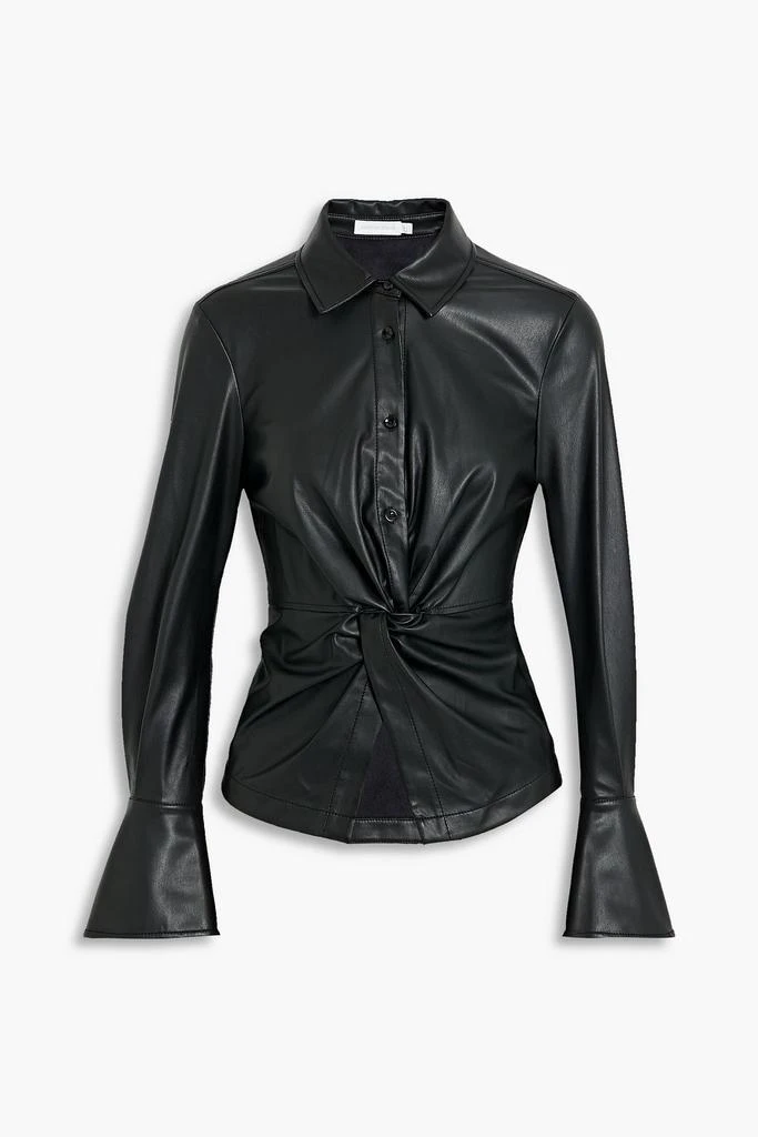 商品SIMKHAI|Louisa twist-front faux leather shirt,价格¥1332,第1张图片