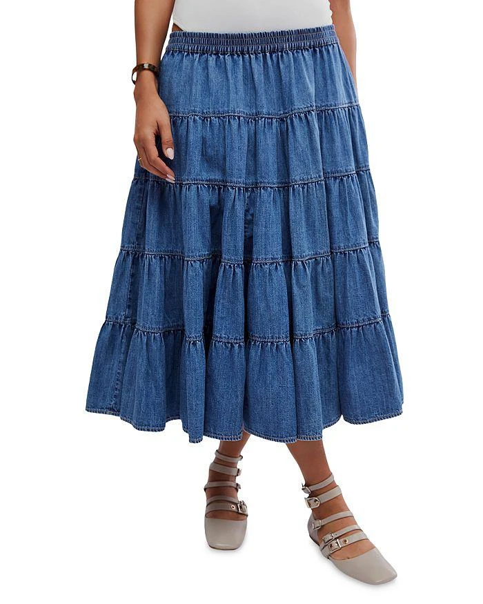 商品Free People|Full Swing Chambray Midi Skirt,价格¥734,第1张图片详细描述