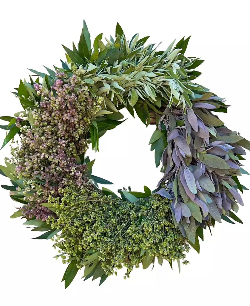 商品GreenishBlu|Fresh Real Bay Leaf, Sage and Oregano Wreath,价格¥619,第1张图片