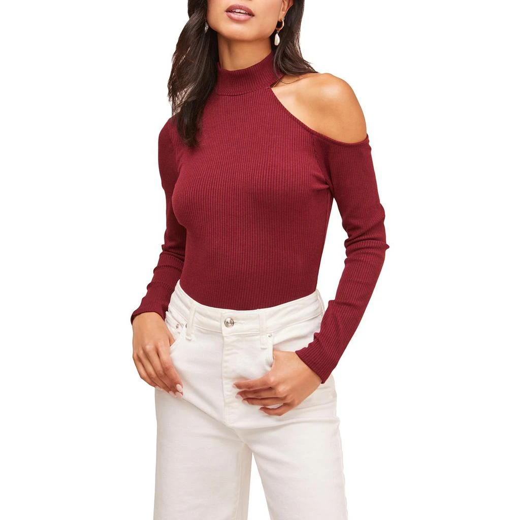 商品ASTR|ASTR The Label Women's Ribbed Knit Cold Shoulder Long Sleeve Mock Neck Bodysuit,价格¥77,第1张图片