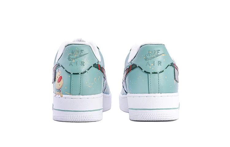 商品[国内直发] NIKE|【定制球鞋】  Air Force 1 07 空军一号 人造革 圣诞夜 麋鹿 雪花 防滑耐磨轻便 低帮 板鞋 女款 灰绿,价格¥775,第5张图片详细描述
