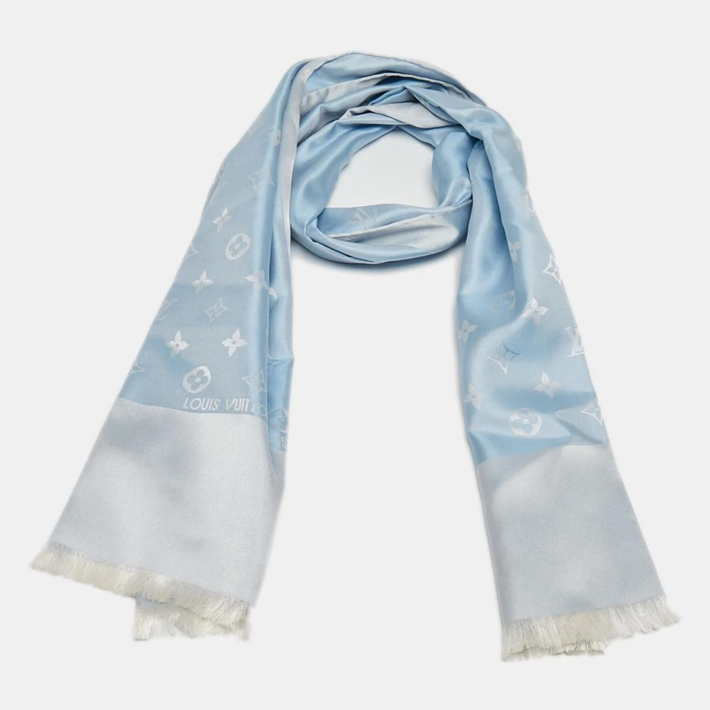 商品[二手商品] Louis Vuitton|Louis Vuitton Light Blue Monogram Silk Stole,价格¥3195,第2张图片详细描述