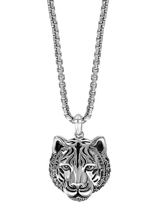 商品Effy|Mens Sterling Silver Tiger Pendant Necklace,价格¥1586,第1张图片