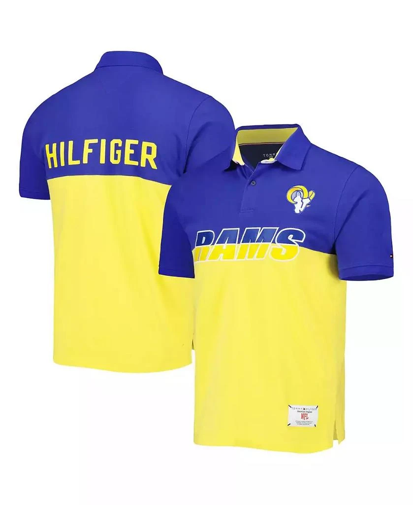 商品Tommy Hilfiger|Men's Gold, Royal Los Angeles Rams Color Block Polo Shirt,价格¥432,第1张图片