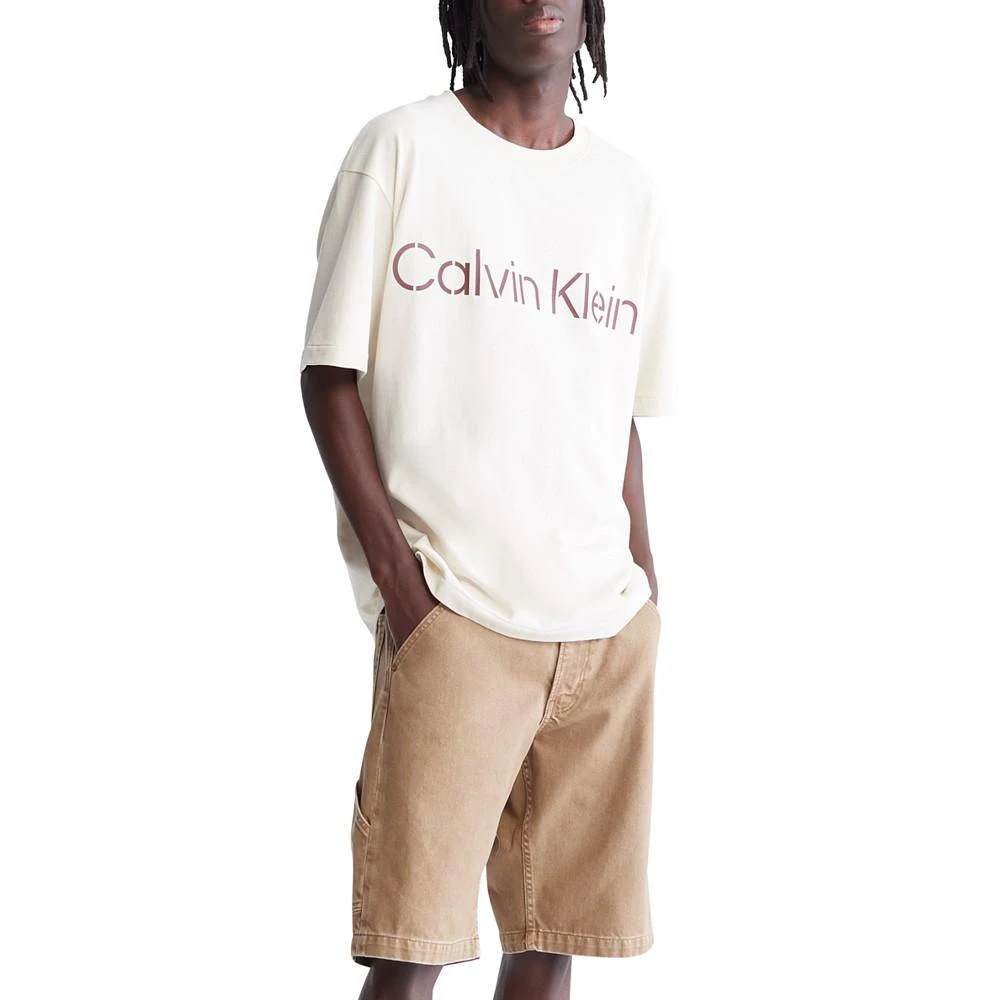 商品Calvin Klein|Men's Relaxed-Fit Stencil Logo T-Shirt,价格¥57,第4张图片详细描述