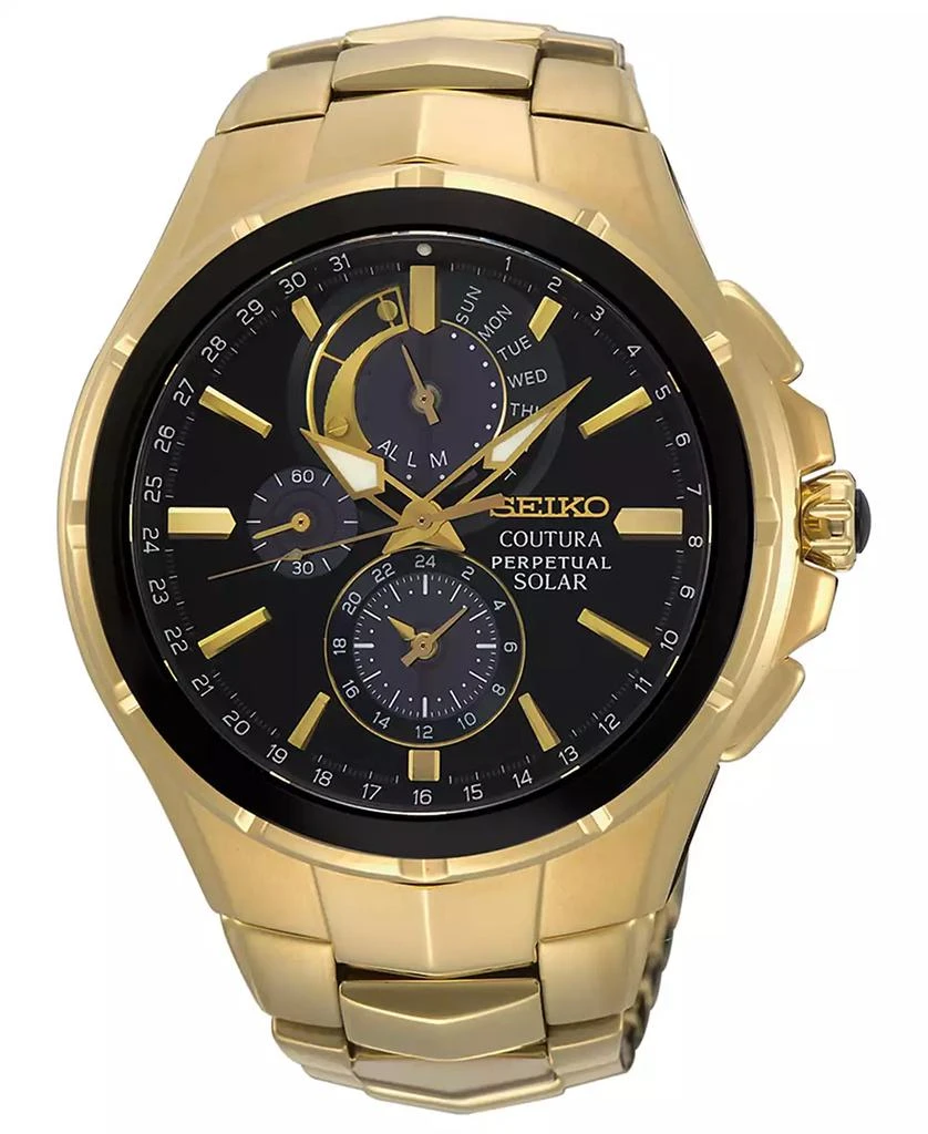 商品Seiko|Men's Solar Chronograph Coutura Gold-Tone Stainless Steel Bracelet Watch 44mm,价格¥3974,第1张图片