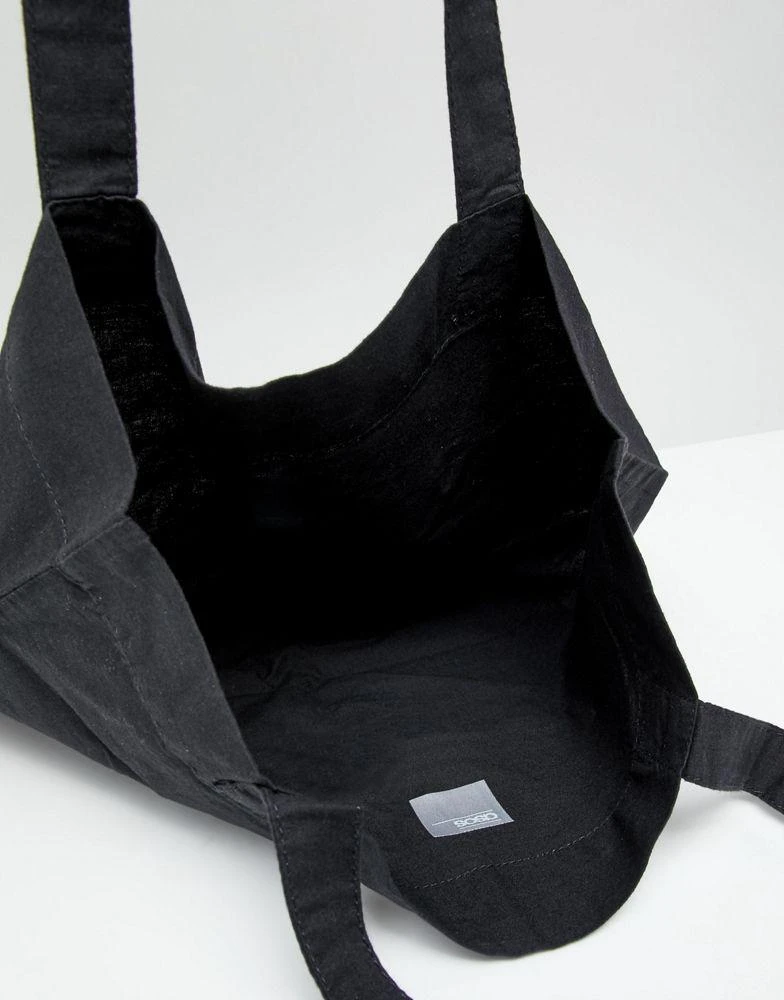 商品ASOS|ASOS DESIGN lightweight cotton tote bag in black - BLACK,价格¥53,第4张图片详细描述
