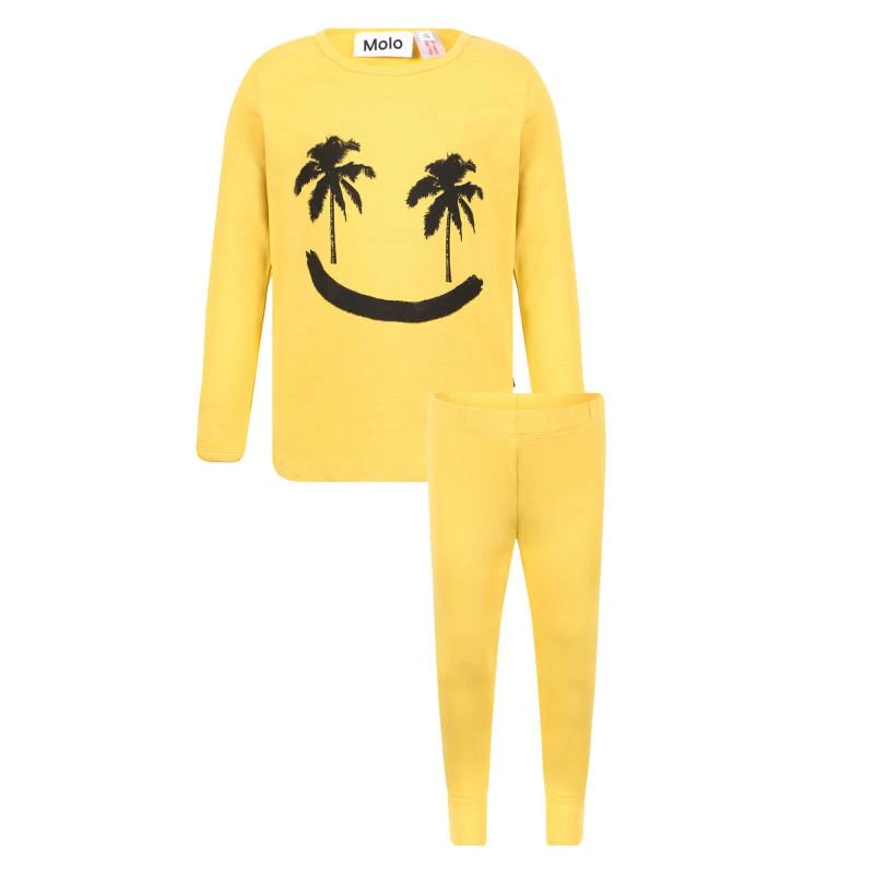 商品MOLO|Happy palm trees organic pajama set in yellow,价格¥531,第1张图片