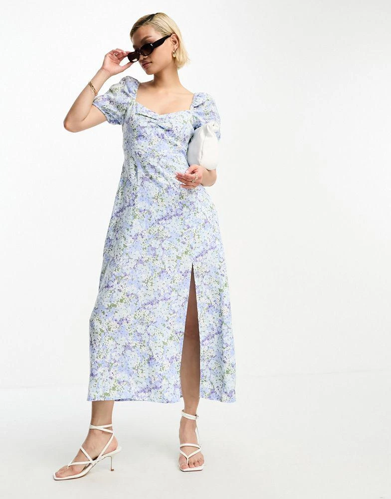 商品& Other Stories|& Other Stories linen puff sleeve midi dress in rosario print,价格¥522,第1张图片