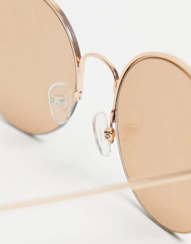 商品ASOS|ASOS DESIGN 70s round sunglasses with light brown lens in gold,价格¥55,第3张图片详细描述