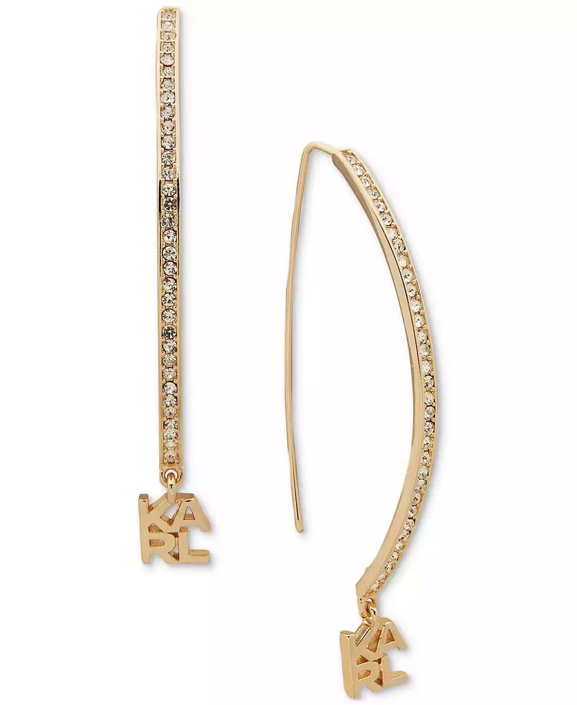 商品Karl Lagerfeld Paris|Gold-Tone Crystal Pavé Logo Dangle Threader Earrings,价格¥199,第1张图片