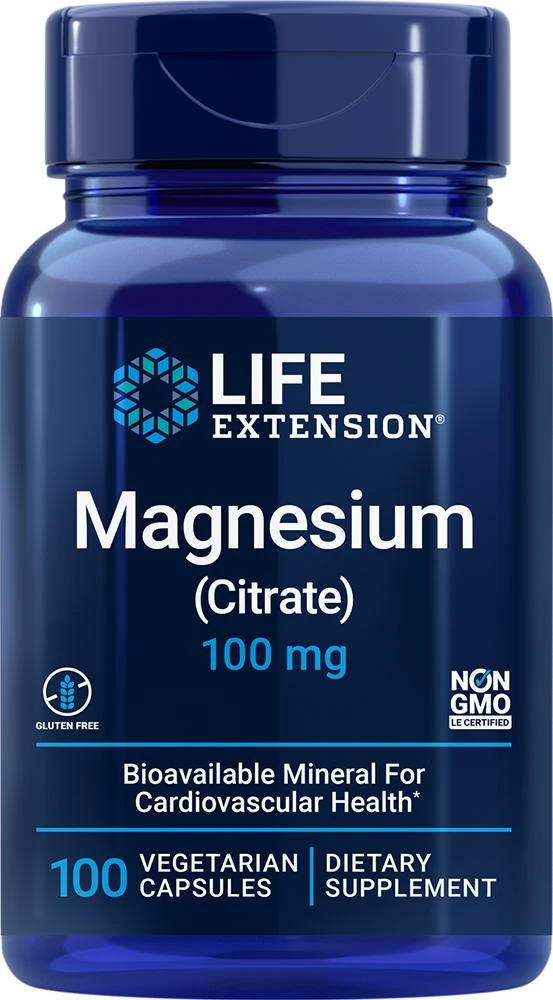 商品Life Extension|Life Extension Magnesium, Citrate, 100 vegetarian - 100 mg (100 mg, 100 vegetarian capsules),价格¥58,第1张图片