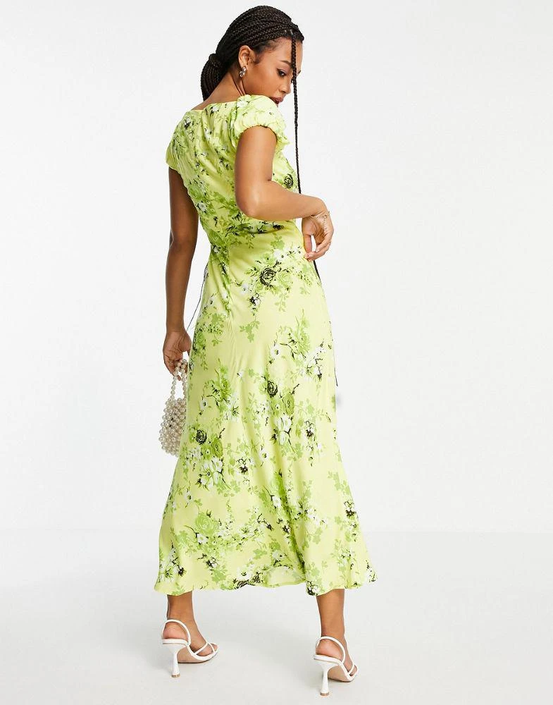 商品ASOS|ASOS DESIGN corset detail cap sleeve midi dress with split in zesty floral print,价格¥204,第2张图片详细描述