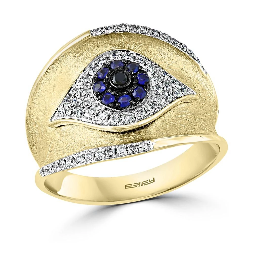 商品Effy|EFFY® Sapphire (1/10 ct. t.w.) & Black & White Diamond (1/3 ct. t.w.) Evil Eye Ring in 14k Gold,价格¥10026,第1张图片