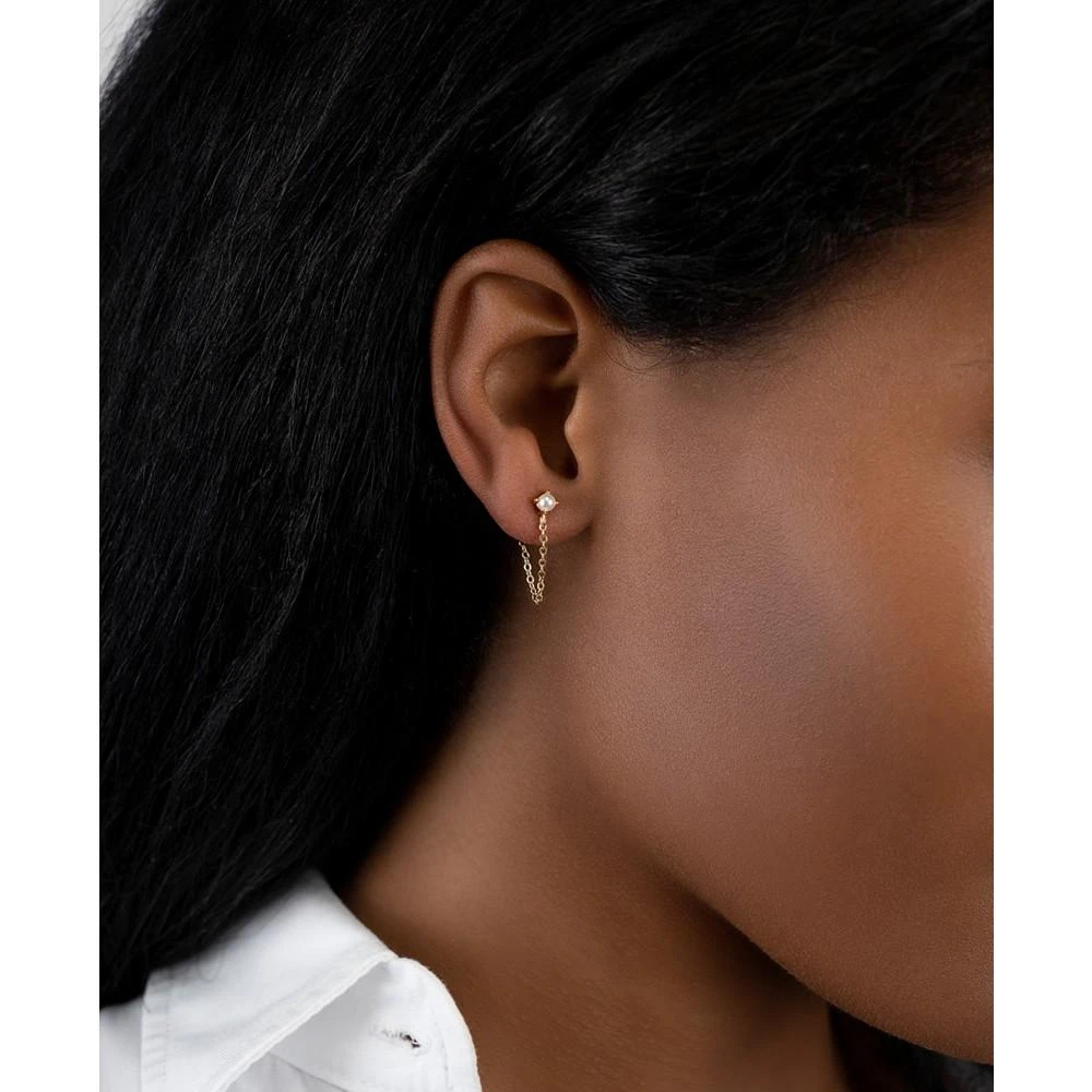 商品ADORNIA|14k Gold-Plated Chain & Freshwater Pearl Front-to-Back Earrings,价格¥182,第3张图片详细描述