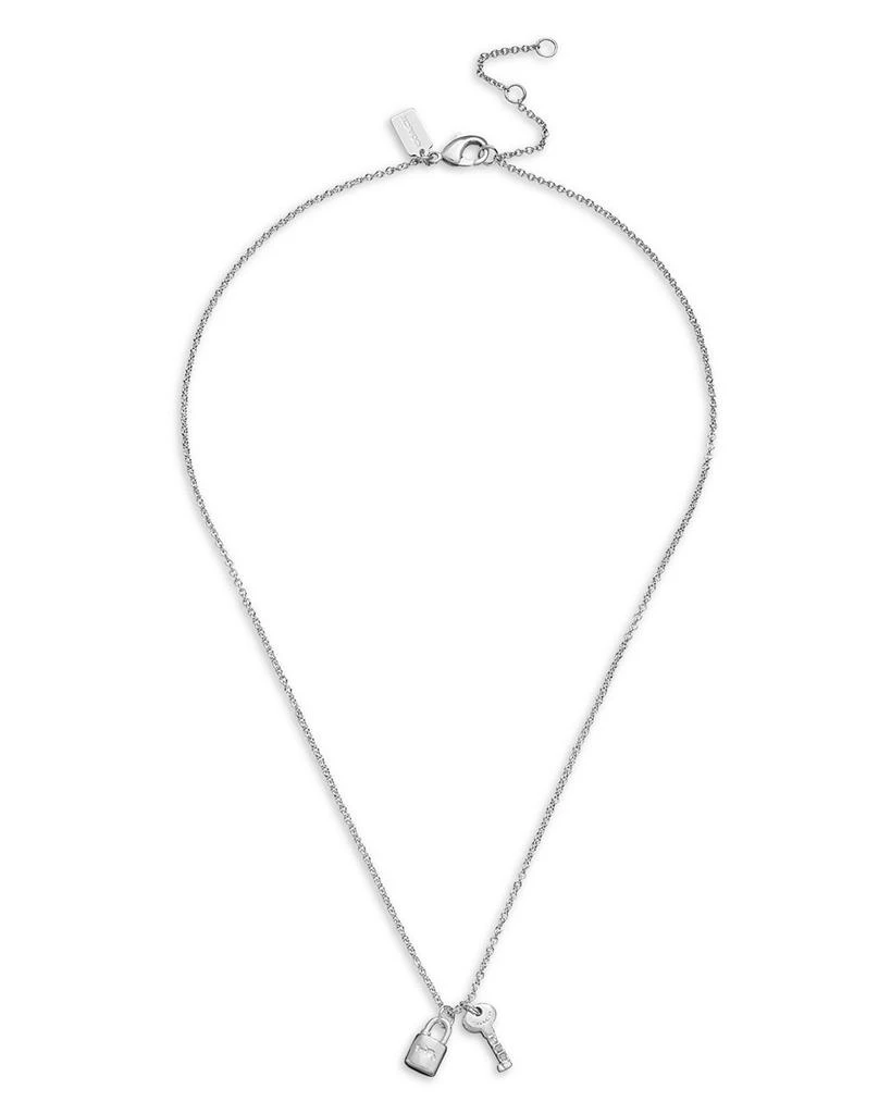 Signature Lock & Pavé Key Charm Pendant Necklace in Silver Tone, 16"-18" 商品