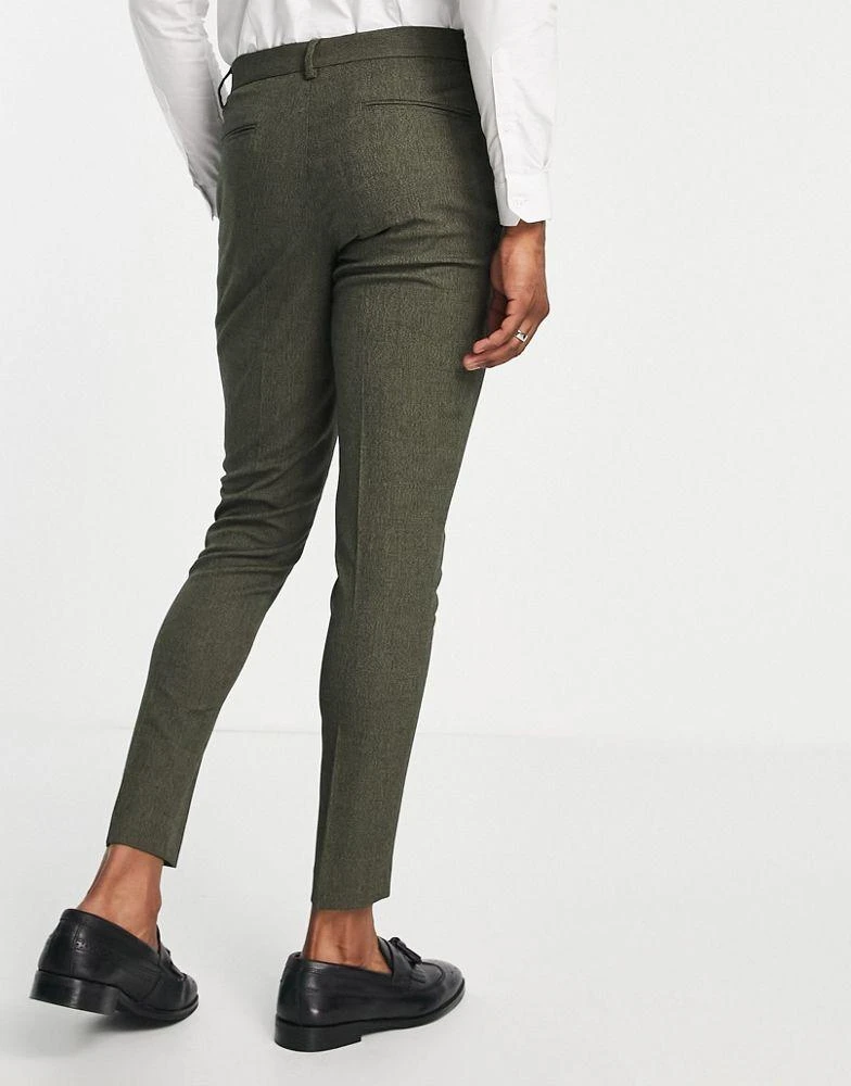 商品ASOS|ASOS DESIGN wedding super skinny suit trousers in forest green micro texture,价格¥169,第2张图片详细描述