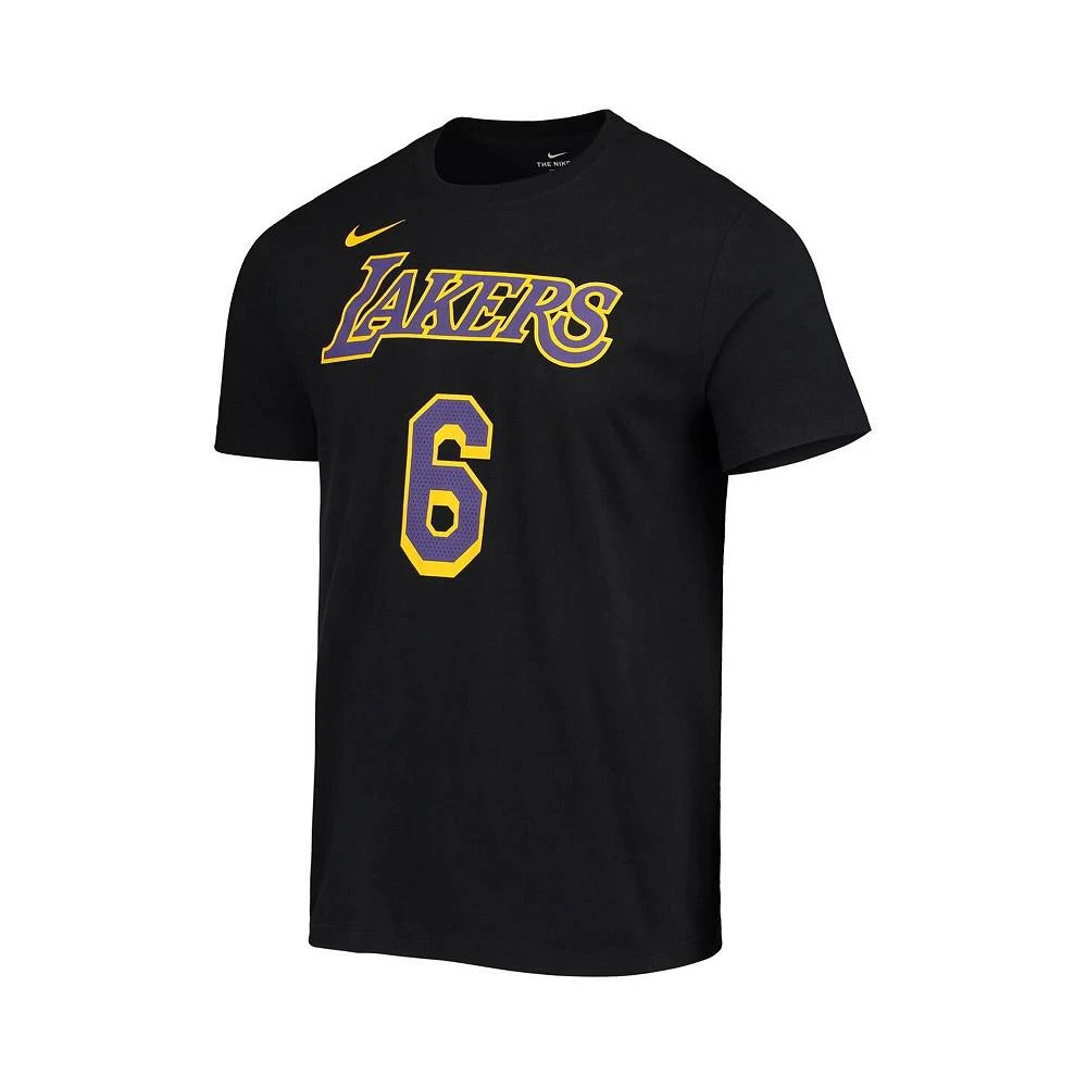 商品NIKE|Men's LeBron James Black Los Angeles Lakers Earned Edition Name and Number T-shirt,价格¥214,第2张图片详细描述