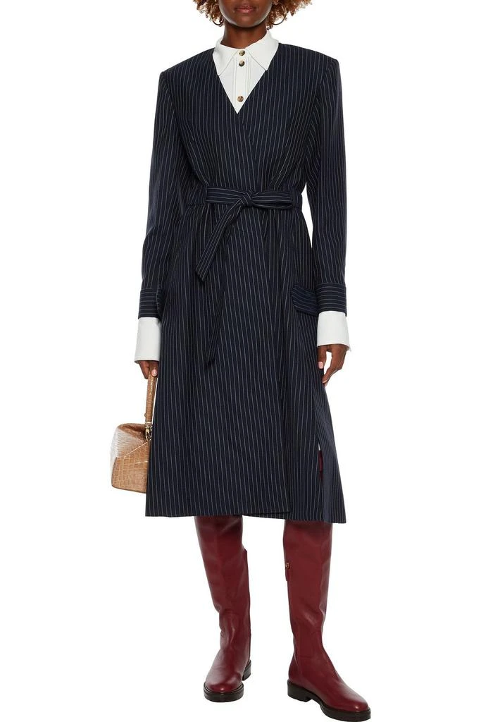 商品Chloé|Belted pinstriped grain de poudre wool coat,价格¥6684,第4张图片详细描述